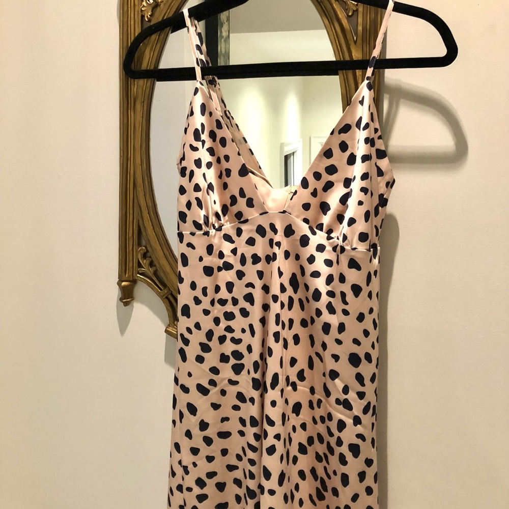 Plunge V Satin Dress Animal Print - Picture 3 of 6
